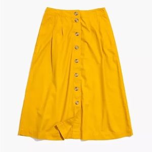 MADEWELL | Mustard Yellow Patio Button Front Cotton Midi Skirt Plus Size 24 New